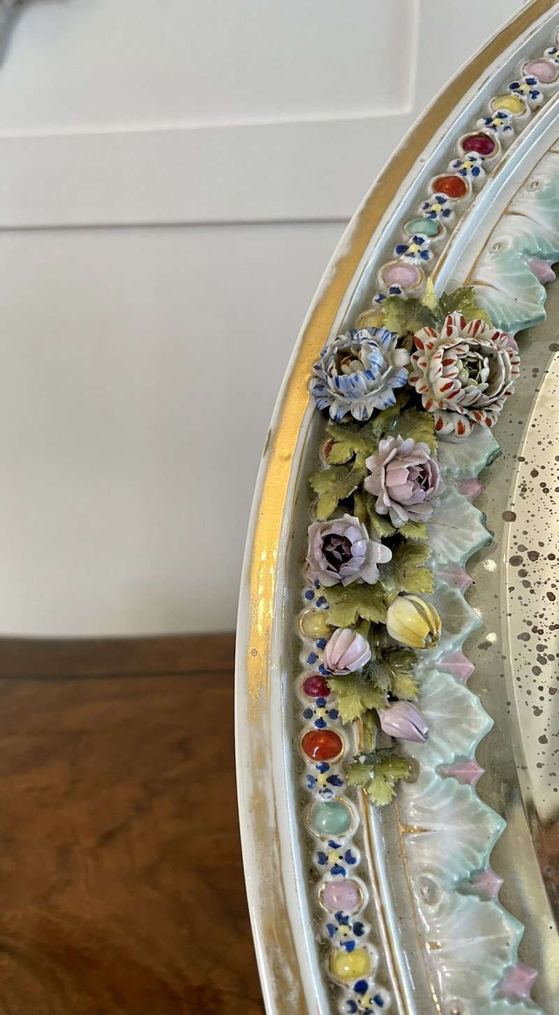 Large Antique Continental Porcelain Easel Mirror - Image 7